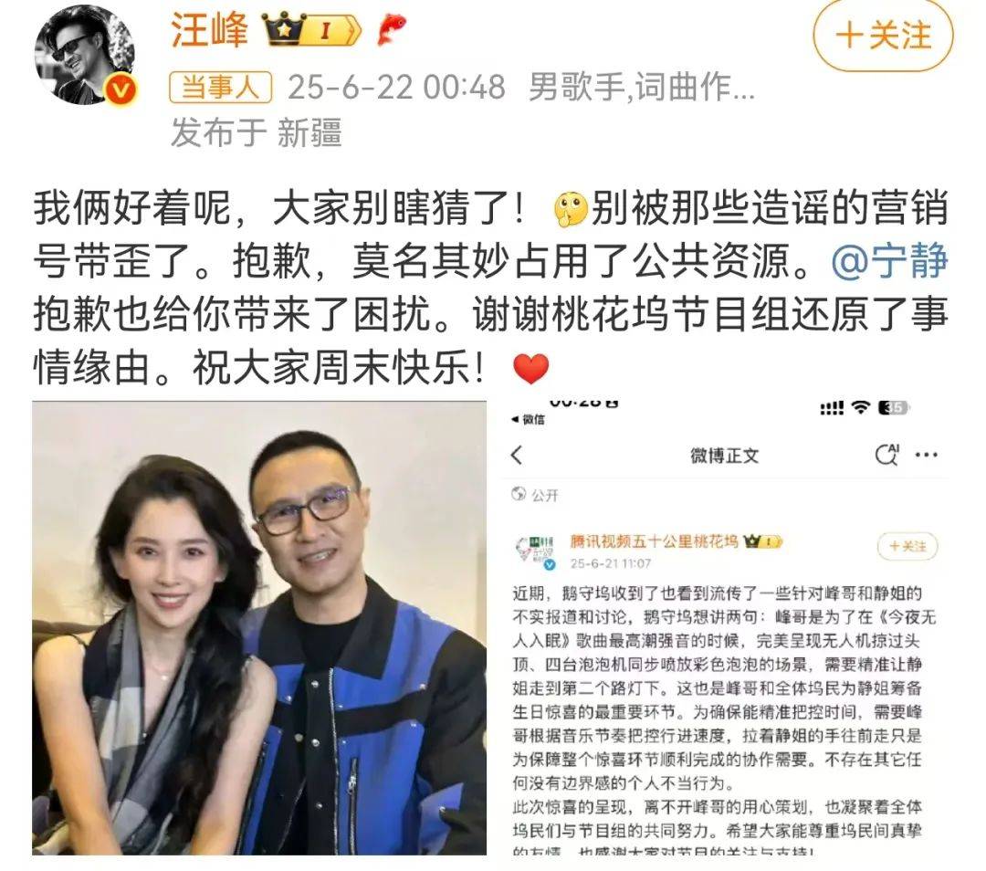 寧靜回應與汪峰戀情：我不喜歡他，下次傳緋聞找個年輕帥氣的行不